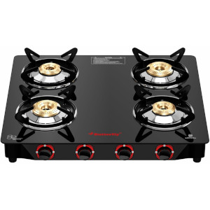 Butterfly Smart 4 Burner Glass Top Gas Stove